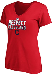 Cleveland Indians Womens Red 2020 Postseason Locker Room Short Sleeve T-Shirt