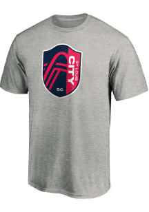 St Louis City SC Grey Crest and Motto Short Sleeve T Shirt