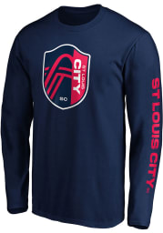 St Louis City SC Navy Blue Crest Long Sleeve T Shirt