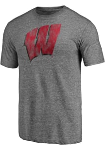 Charcoal Wisconsin Badgers Primary Logo Short Sleeve Fashion T Shirt