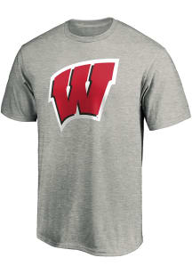 Wisconsin Badgers Grey Primary Logo Short Sleeve T Shirt