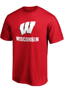Wisconsin Badgers Lockup Short Sleeve T Shirt - Red