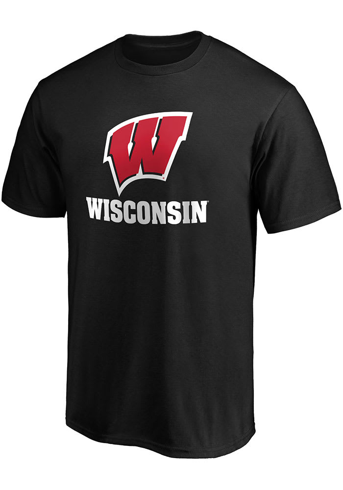 Wisconsin Badgers White Lockup Short Sleeve T Shirt