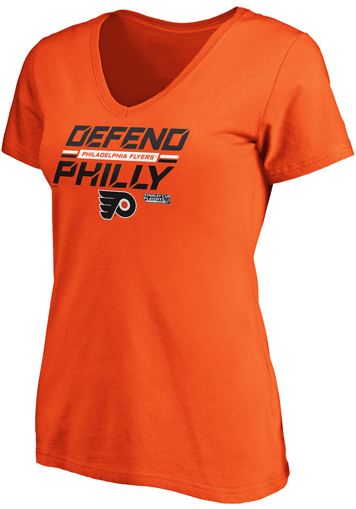 Philadelphia Flyers Womens Orange 2020 Playoffs Short Sleeve T-Shirt