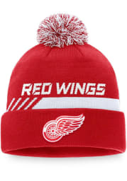 Detroit Red Wings Red Authentic Pro Locker Room Pom Mens Knit Hat