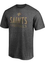 New Orleans Saints Charcoal Stencil Short Sleeve T Shirt