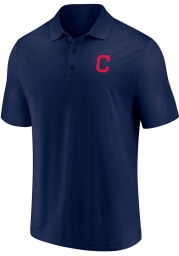 Cleveland Indians Mens Navy Blue Team Poly Polo Short Sleeve Polo