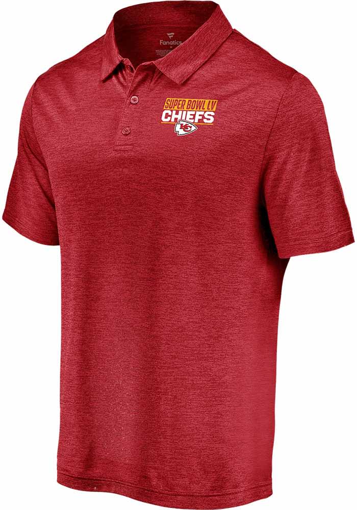 Kansas City Chiefs Mens Red Super Bowl LV Formation Short Sleeve Polo