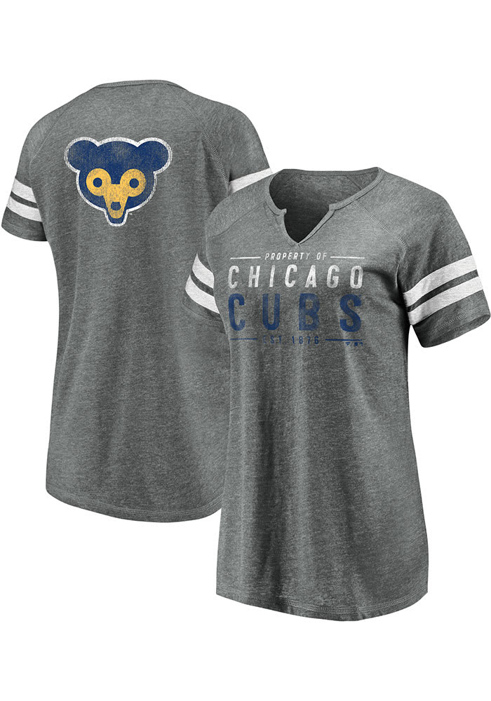Chicago Cubs Womens Grey Triblend Short Sleeve T-Shirt