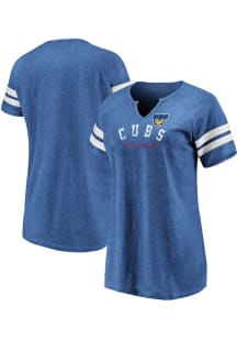 Chicago Cubs Womens Blue Triblend Short Sleeve T-Shirt