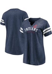 Cleveland Indians Womens Navy Blue Triblend Short Sleeve T-Shirt