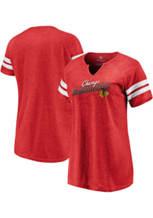 Chicago Blackhawks Womens Red Slanted Pride Short Sleeve T-Shirt