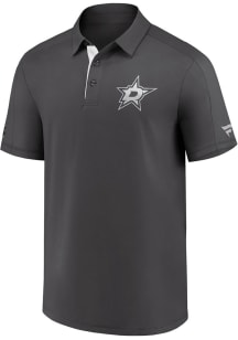 Dallas Stars Mens Charcoal Authentic Pro Short Sleeve Polo
