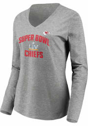 Kansas City Chiefs Womens Grey Super Bowl LV Replay LS Tee