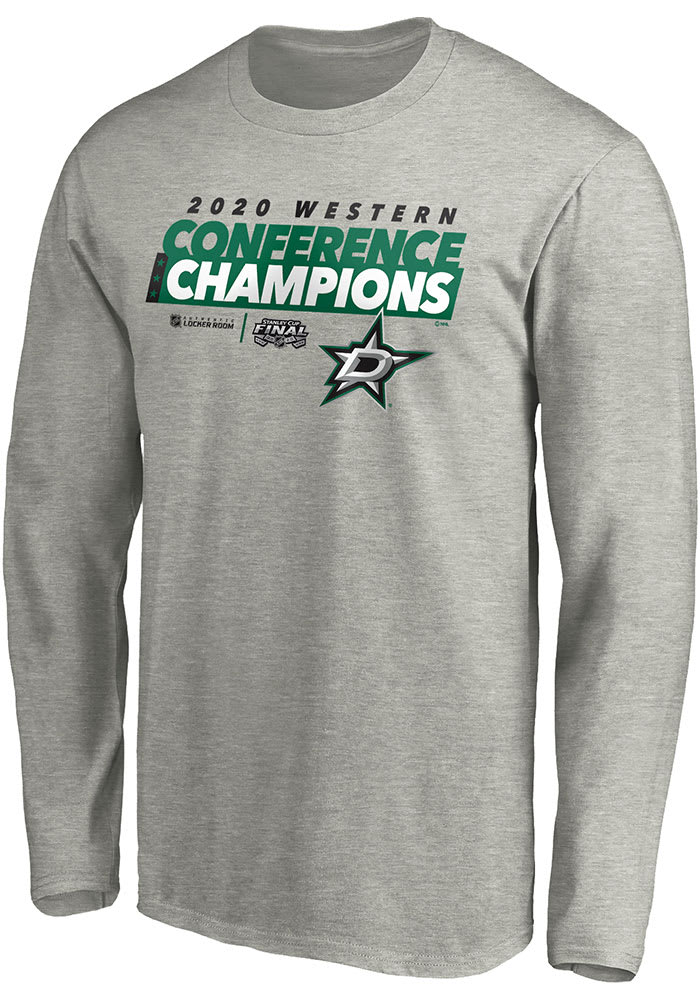 Dallas Stars Grey 2020 NHL Conference Champs Locker Room Long Sleeve T Shirt