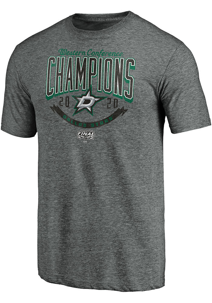 Dallas Stars Grey 2020 NHL Conference Champs Knock Em Down Short Sleeve Fashion T Shirt