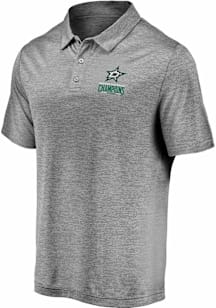 Dallas Stars Mens Grey 2020 NHL Conference Champs Bottle Rocket Short Sleeve Polo
