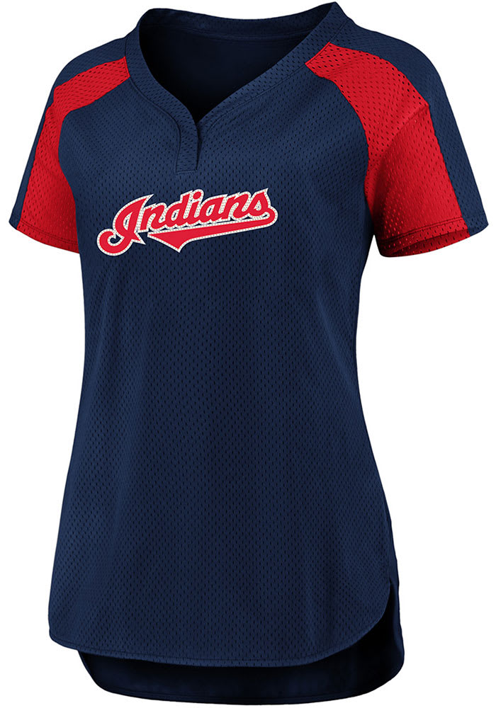 Cleveland Indians Womens Iconic Fashion Baseball Jersey - Navy Blue