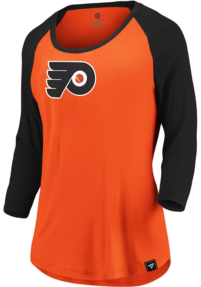 Philadelphia Flyers Womens Orange Raglan LS Tee