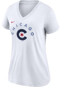 Nike Chicago Cubs Womens White Triblend Short Sleeve T-Shirt