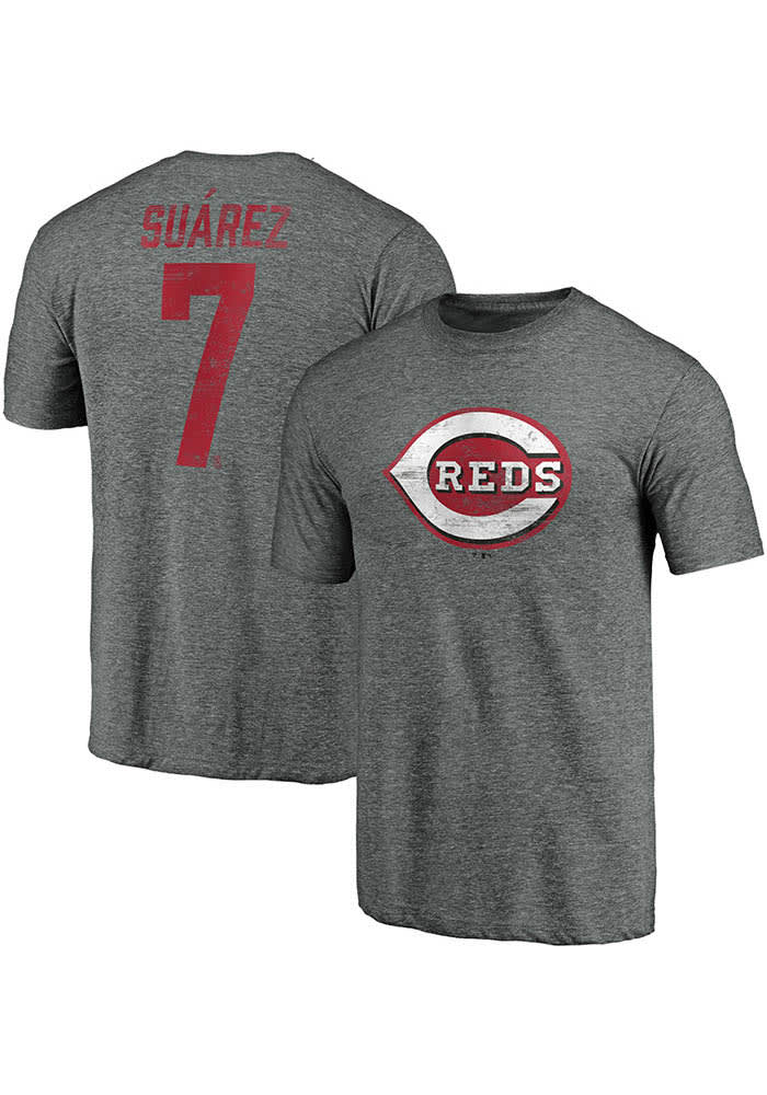 Eugenio Suarez Cincinnati Reds Grey Name Number Short Sleeve Player T Shirt