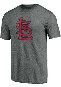 St Louis Cardinals Grey Distressed Primary Logo Short Sleeve Fashion T Shirt