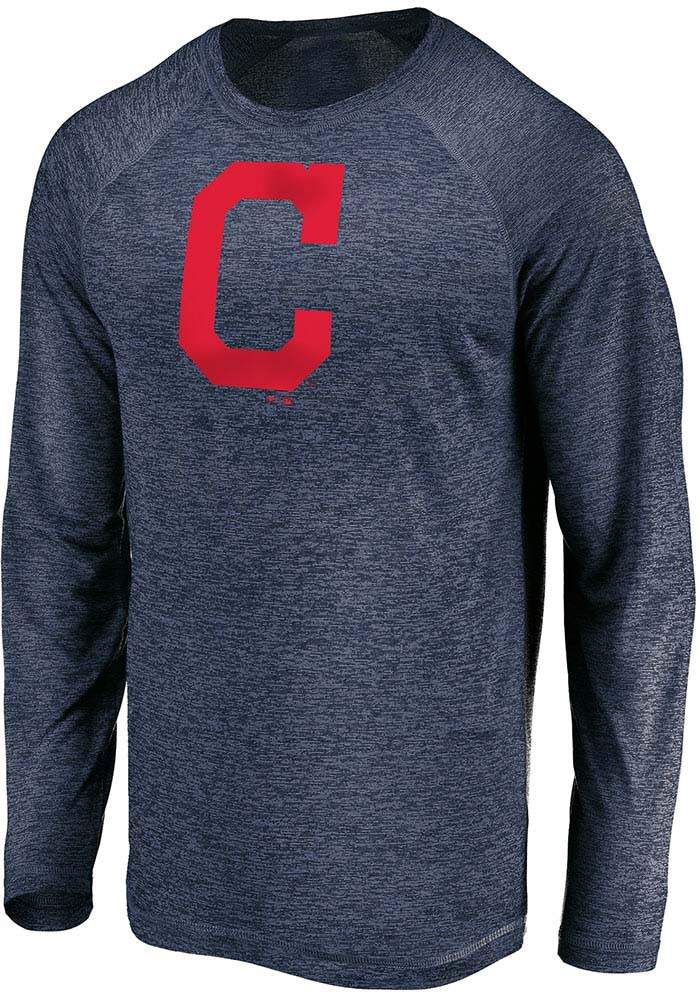 Cleveland Indians Navy Blue One Color Logo Long Sleeve T-Shirt