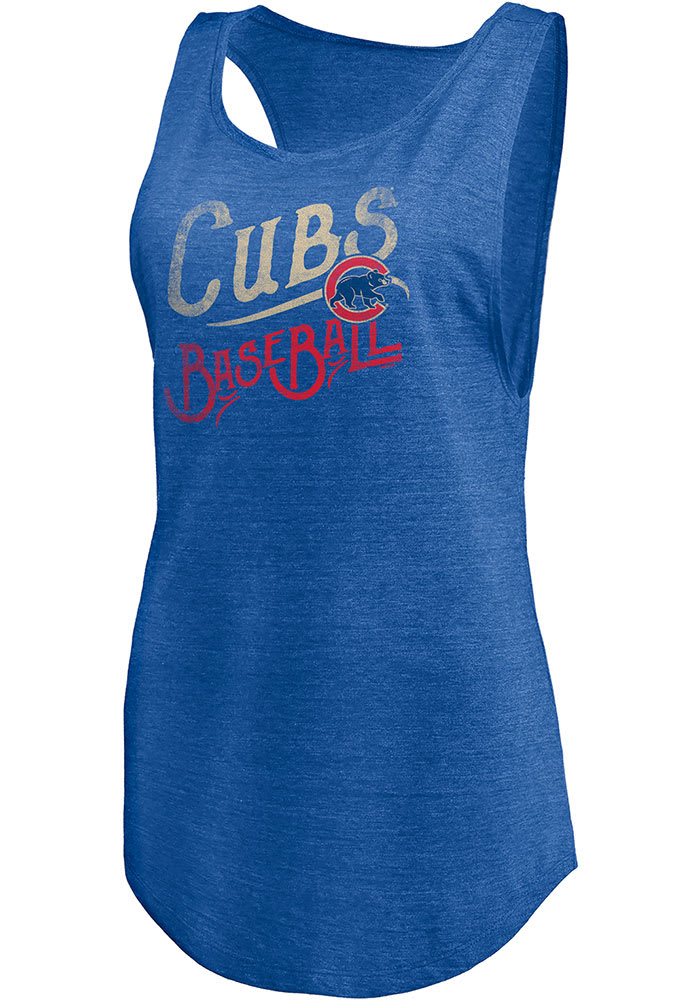 Chicago Cubs Womens Grey Triblend Tank Top
