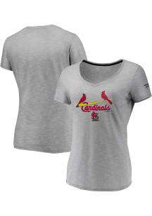 St Louis Cardinals Womens Grey Space Dye Short Sleeve T-Shirt