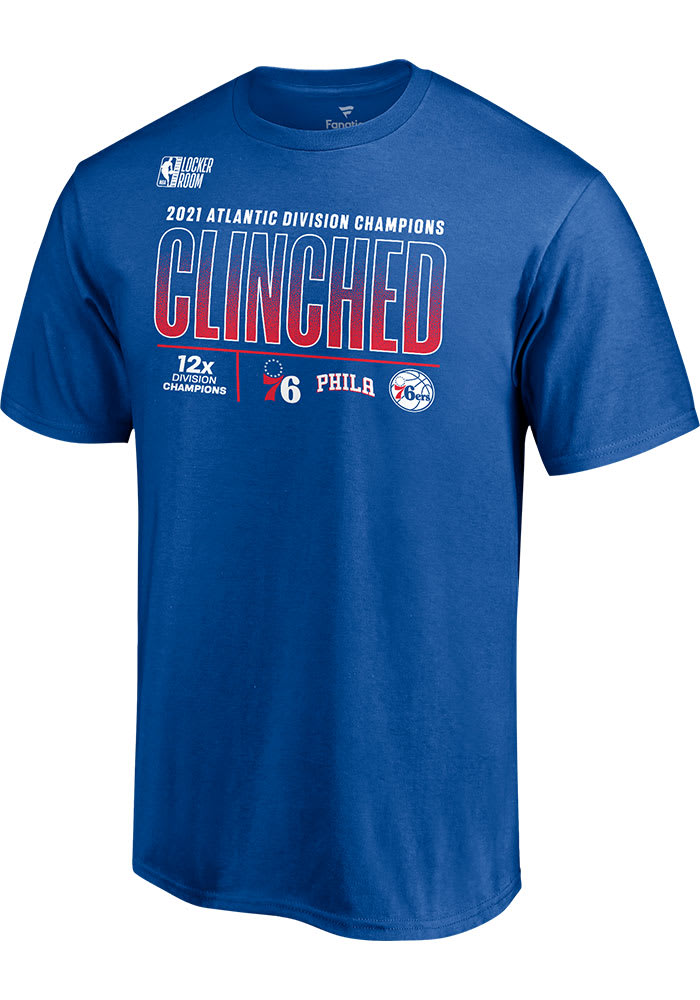 Philadelphia 76ers Blue Division Champion Locker Room Short Sleeve T Shirt