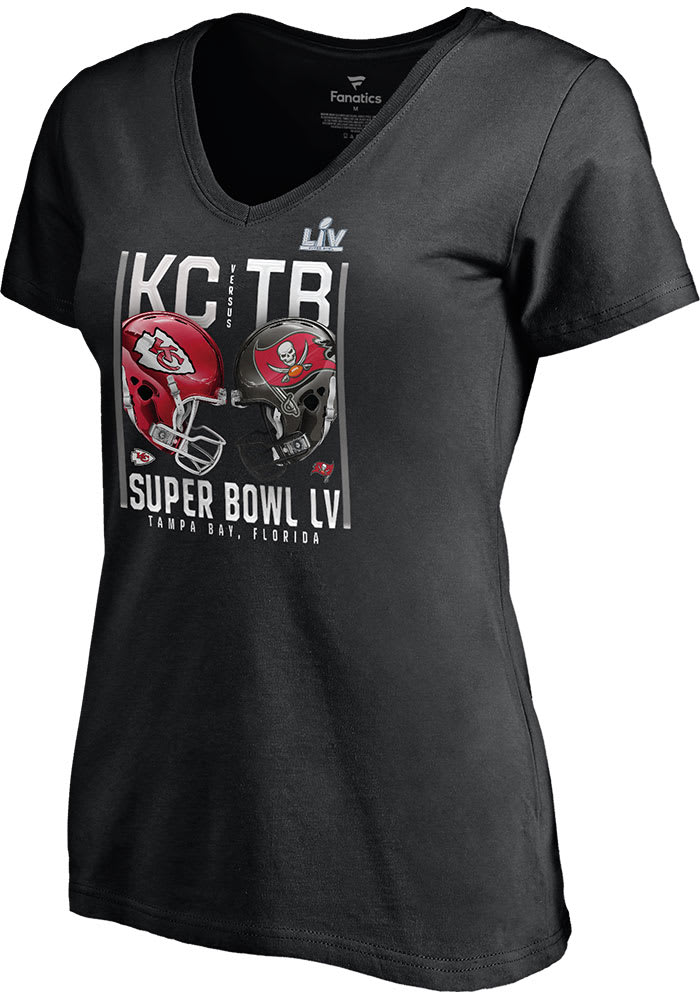 Kansas City Chiefs Womens Black Super Bowl LV Matchup Short Sleeve T-Shirt