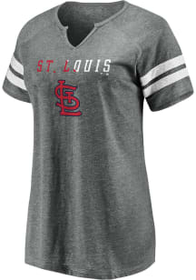 St Louis Cardinals Womens Charcoal Notch Short Sleeve T-Shirt