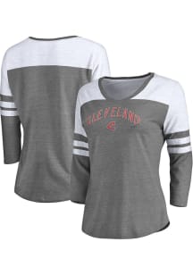 Cleveland Indians Womens Grey Knit LS Tee