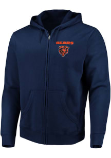 Chicago Bears Mens Navy Blue Team Logo Long Sleeve Full Zip Jacket