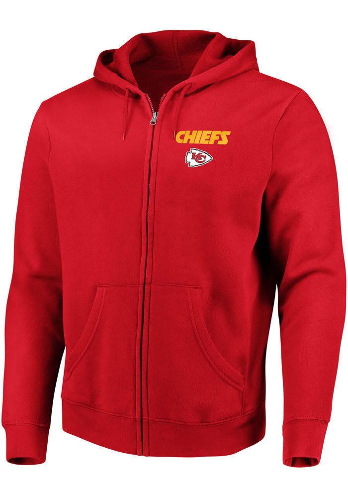Kansas City Chiefs Mens Red Team Logo Long Sleeve Full Zip Jacket