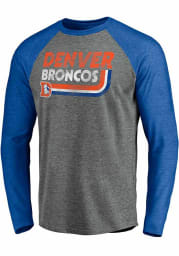 Denver Broncos Charcoal Vinatage on the Ropes Raglan Long Sleeve Fashion T Shirt