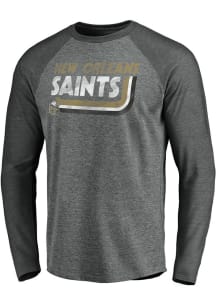 New Orleans Saints Charcoal Vinatage on the Ropes Raglan Long Sleeve Fashion T Shirt