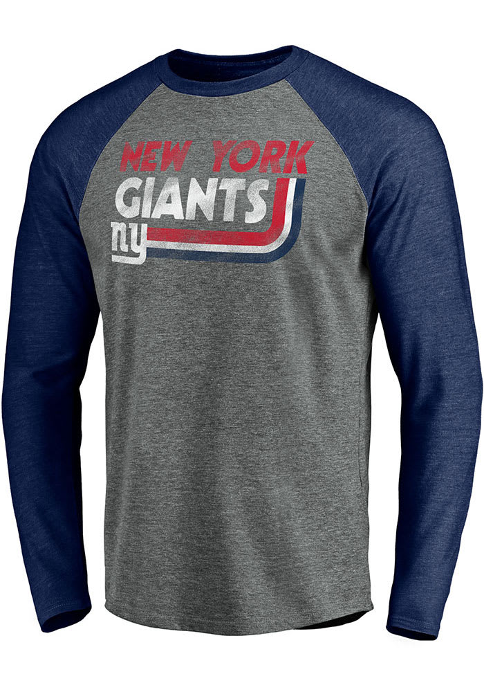 New York Giants Charcoal Vinatage on the Ropes Raglan Long Sleeve Fashion T Shirt