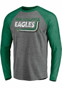 Philadelphia Eagles Charcoal Vinatage on the Ropes Raglan Long Sleeve Fashion T Shirt