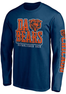 Chicago Bears Navy Blue FACEMASK Long Sleeve T Shirt