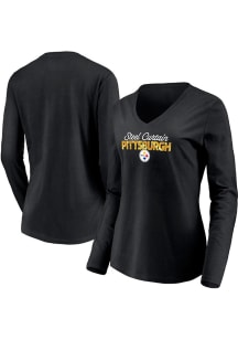 Pittsburgh Steelers Womens Black Knit LS Tee