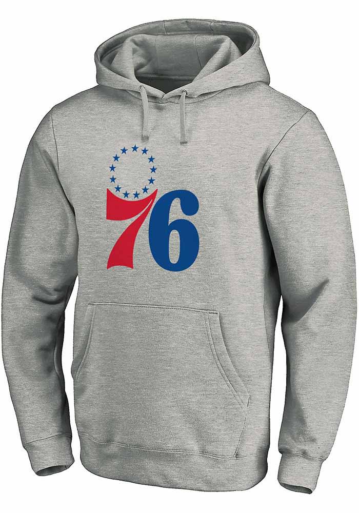 Philadelphia 76ers Mens GREY Team Logo Hoodie - 17284281