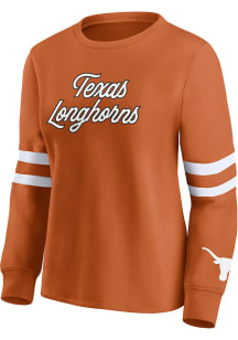 Texas Longhorns Womens Burnt Orange Block Party Fleece Crew Sweatshirt