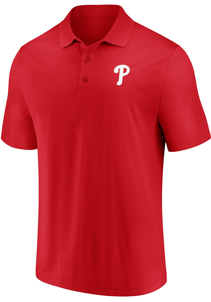 Philadelphia Phillies Mens Red Team Poly Polo Short Sleeve Polo