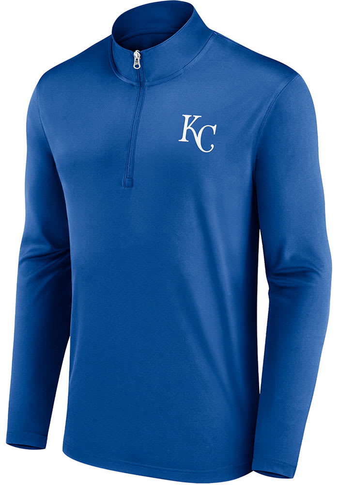 Kansas City Royals Mens Blue Team Poly QZ Long Sleeve 1/4 Zip Pullover