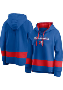 Philadelphia 76ers Womens Blue Block Party Hooded Sweatshirt