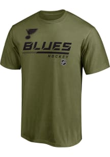 St Louis Blues Olive Military App 2021 Short Sleeve T Shirt