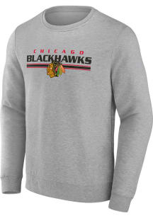 Chicago Blackhawks Mens Grey Block Party Crew Long Sleeve Crew Sweatshirt