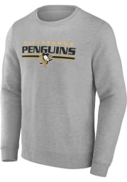 Pittsburgh Penguins Mens Grey Block Party Crew Long Sleeve Crew Sweatshirt
