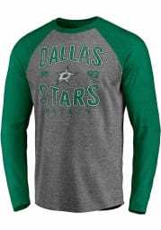 Dallas Stars Grey Vintage Tri-blend Raglan Long Sleeve Fashion T Shirt